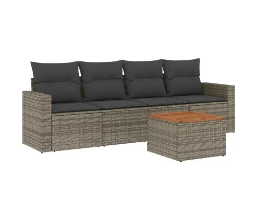 Sofos Komplektas Su Pagalvėlėmis, 5 Dalių, Pilkas, Poliratanas