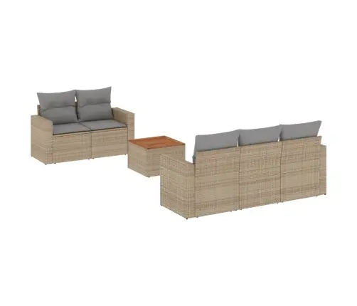 6-Daļīgs Dārza Dīvāna Komplekts, Matrači, Bēša Pe Rotangpalma Vidaxl