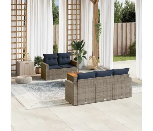 6-Osaline Aiadiivani Komplekt Patjadega, Hall, Polürotang 6-Osaline Aiadiivani Komplekt Patjadega, Hall, Polürotang