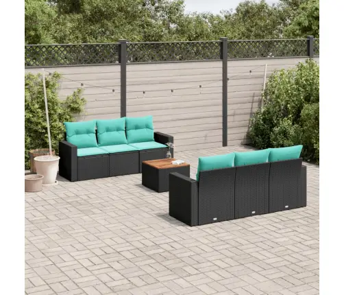 7-Daļīgs Dārza Dīvāna Komplekts Ar Matračiem, Melna Rotangpalma Vidaxl