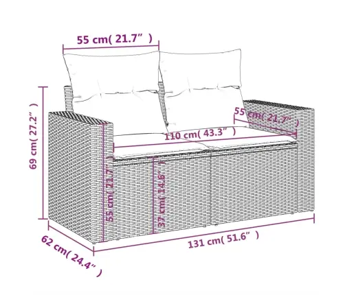 7-Daļīgs Dārza Dīvāna Komplekts, Matrači, Bēša Pe Rotangpalma Vidaxl