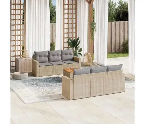 7-Daļīgs Dārza Dīvāna Komplekts Ar Matračiem,Pe Rotangpalma Vidaxl