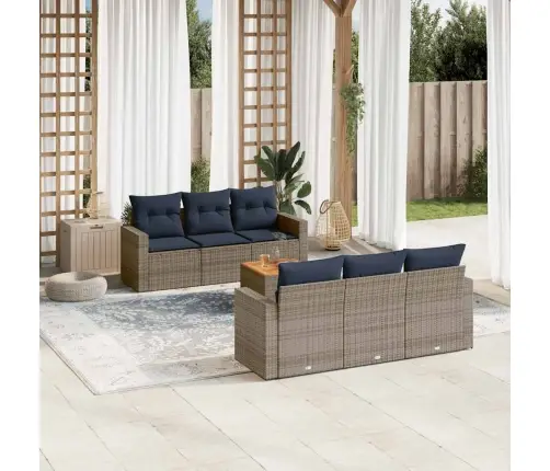 7-Daļīgs Dārza Dīvāna Komplekts Ar Matračiem Pelēka Rotangpalma Vidaxl