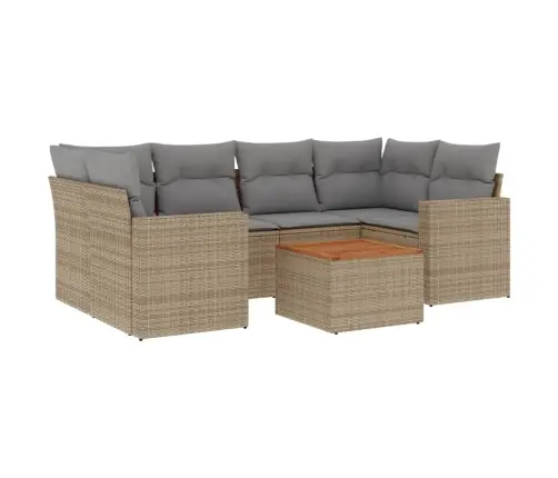 7-Daļīgs Dārza Dīvāna Komplekts Ar Matračiem,Pe Rotangpalma Vidaxl