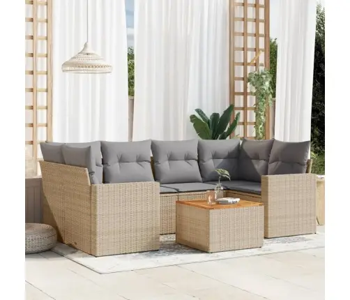 7-Daļīgs Dārza Dīvāna Komplekts Ar Matračiem,Pe Rotangpalma Vidaxl