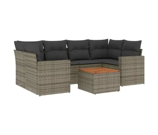 7-Daļīgs Dārza Dīvāna Komplekts, Matrači, Pelēka Pe Rotangpalma Vidaxl