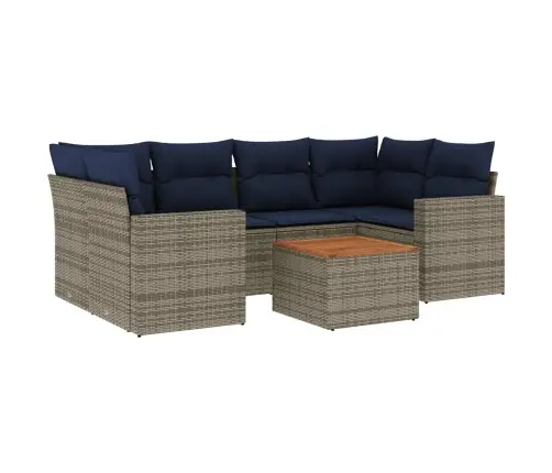 Sofos Komplektas Su Pagalvėlėmis, 7 Dalių, Pilkas, Poliratanas