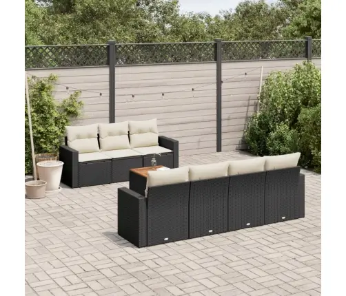 8-Daļīgs Dārza Dīvāna Komplekts, Matrači, Melna Pe Rotangpalma Vidaxl