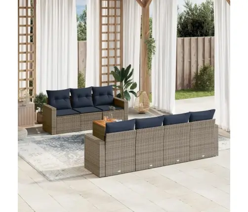 8-Daļīgs Dārza Dīvāna Komplekts Ar Matračiem Pelēka Rotangpalma Vidaxl