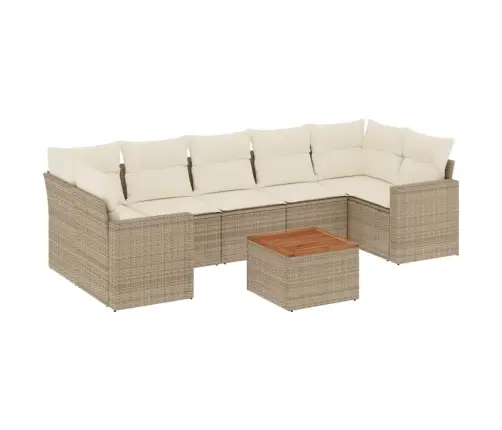 Sofos Komplektas Su Pagalvėlėmis, 8 Dalių, Smėlio, Poliratanas