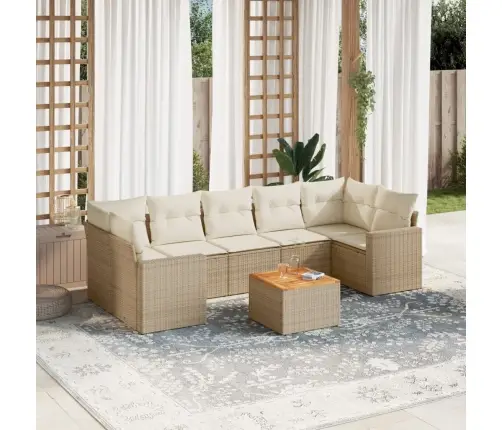 Sofos Komplektas Su Pagalvėlėmis, 8 Dalių, Smėlio, Poliratanas