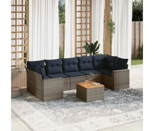 Sofos Komplektas Su Pagalvėlėmis, 8 Dalių, Pilkas, Poliratanas