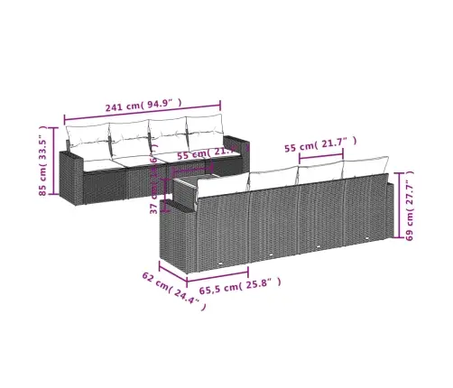9-Osaline Aiadiivani Komplekt Patjadega, Must, Polürotang