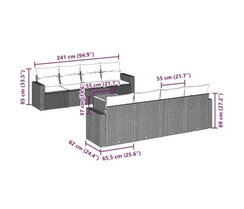 9-Osaline Aiadiivani Komplekt Patjadega, Must, Polürotang