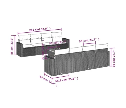 9-Osaline Aiadiivani Komplekt Patjadega, Hall, Polürotang