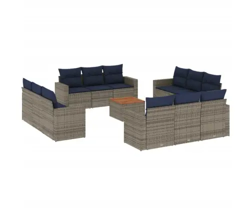 13-Daļīgs Dārza Dīvānu Komplekts Ar Matračiem, Pelēks Pe Vidaxl