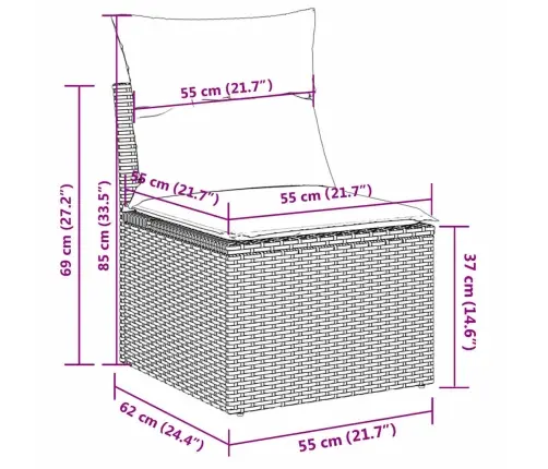 13-Daļīgs Dārza Dīvānu Komplekts Ar Matračiem, Pelēks Pe Vidaxl