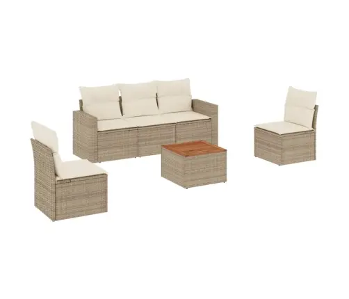 6-Daļīgs Dārza Dīvāna Komplekts, Matrači, Bēša Pe Rotangpalma Vidaxl