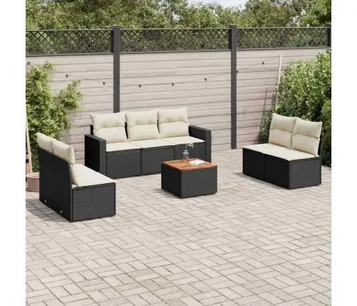 8-Daļīgs Dārza Dīvāna Komplekts, Matrači, Melna Pe Rotangpalma Vidaxl