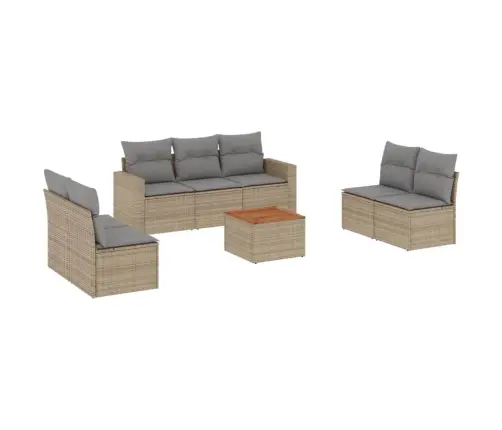 8-Daļīgs Dārza Dīvāna Komplekts, Matrači, Bēša Pe Rotangpalma Vidaxl