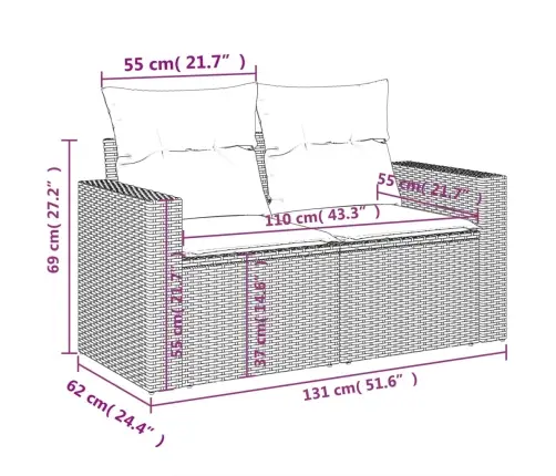 8-Daļīgs Dārza Dīvāna Komplekts, Matrači, Bēša Pe Rotangpalma Vidaxl