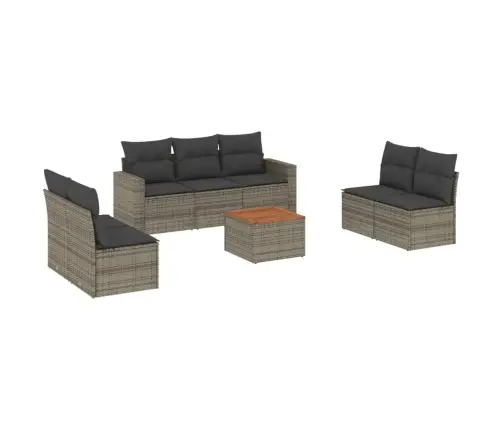 8-Daļīgs Dārza Dīvāna Komplekts Ar Matračiem, Pelēks Pe Pinums Vidaxl