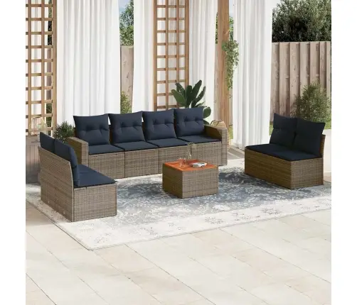 9-Daļīgs Dārza Dīvāna Komplekts Ar Matračiem Pelēka Rotangpalma Vidaxl