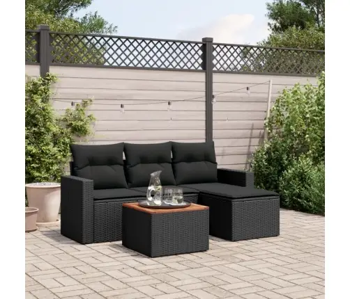 5-Daļīgs Dārza Dīvāna Komplekts Ar Matračiem, Pe Rotangpalma Vidaxl