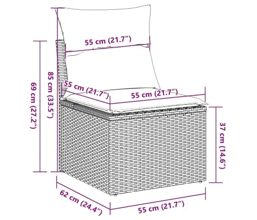 5-Osaline Aiadiivanikomplekt Patjadega, Must, Polürotang