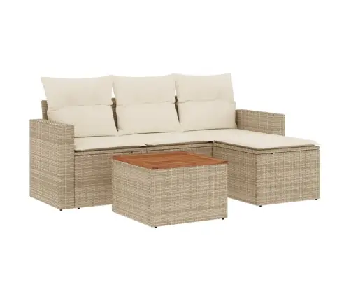 5-Daļīgs Dārza Dīvāna Komplekts, Matrači, Bēša Pe Rotangpalma Vidaxl