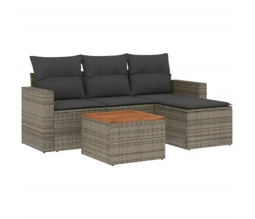 5-Daļīgs Dārza Dīvāna Komplekts Ar Matračiem, Pelēks Pe Pinums Vidaxl