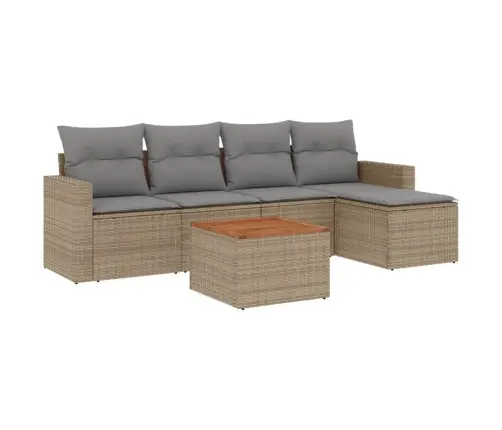 6-Daļīgs Dārza Dīvāna Komplekts, Matrači, Bēša Pe Rotangpalma Vidaxl