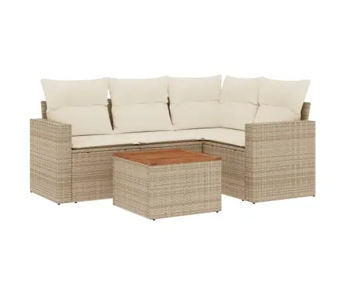 Sofos Komplektas Su Pagalvėlėmis, 5 Dalių, Smėlio, Poliratanas