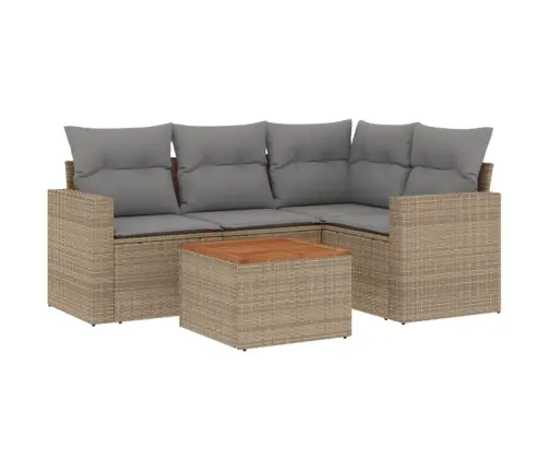 5-Daļīgs Dārza Dīvāna Komplekts, Matrači, Bēša Pe Rotangpalma Vidaxl