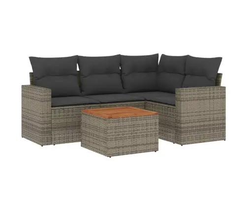 5-Daļīgs Dārza Dīvāna Komplekts Ar Matračiem, Pelēks Pe Pinums Vidaxl