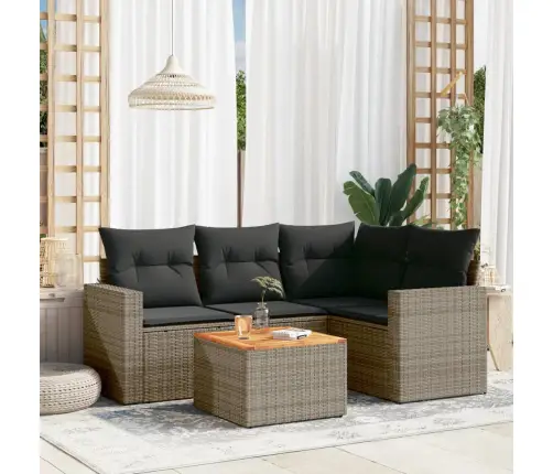 5-Daļīgs Dārza Dīvāna Komplekts Ar Matračiem, Pelēks Pe Pinums Vidaxl