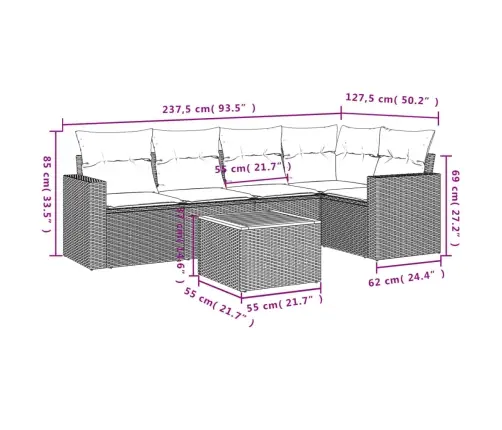 6-Osaline Aiadiivani Komplekt Patjadega, Must, Polürotang