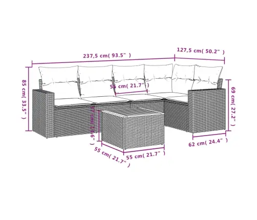 6-Osaline Aiadiivani Komplekt Patjadega, Beež, Polürotang