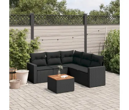 6-Daļīgs Dārza Dīvāna Komplekts, Matrači, Melna Pe Rotanpalma Vidaxl