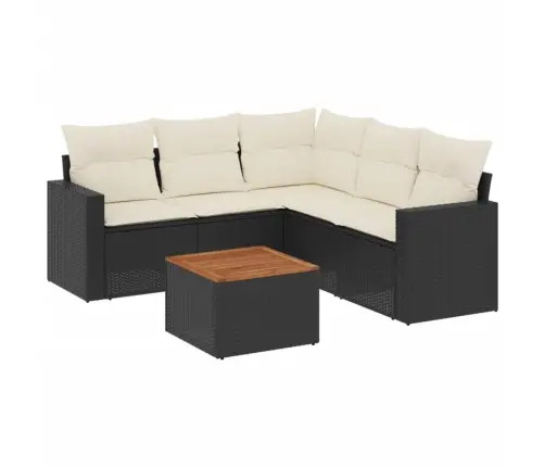 6-Daļīgs Dārza Dīvāna Komplekts, Matrači, Melna Pe Rotanpalma Vidaxl