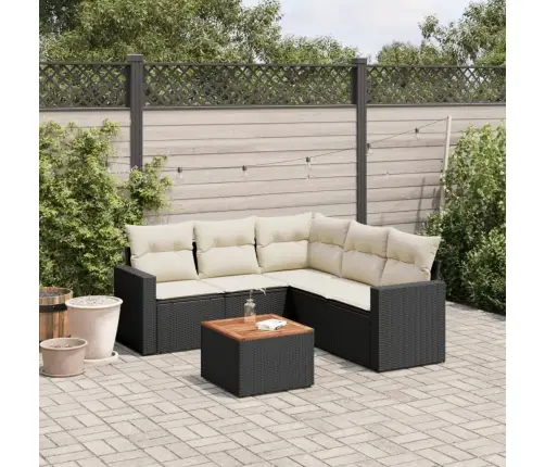 6-Daļīgs Dārza Dīvāna Komplekts, Matrači, Melna Pe Rotanpalma Vidaxl