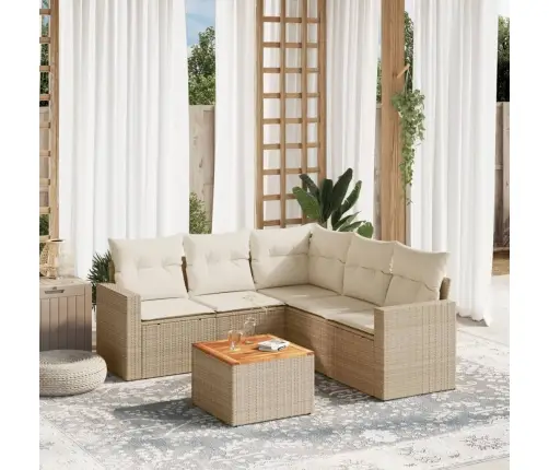 6-Daļīgs Dārza Dīvāna Komplekts, Matrači, Bēša Pe Rotangpalma Vidaxl