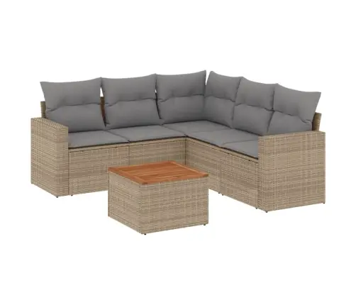 Sofos Komplektas Su Pagalvėlėmis, 6 Dalių, Smėlio, Poliratanas