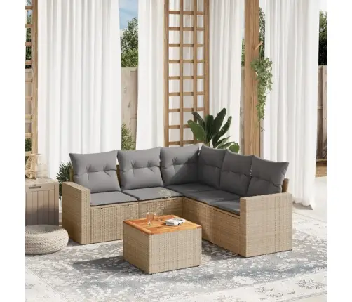 Sofos Komplektas Su Pagalvėlėmis, 6 Dalių, Smėlio, Poliratanas