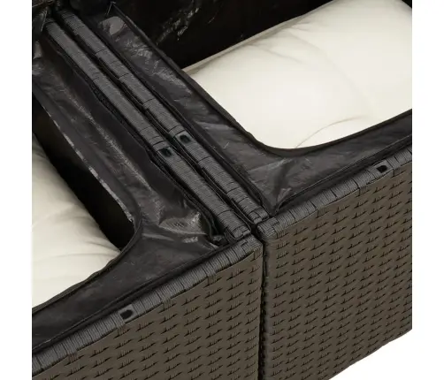 Sofos Komplektas Su Pagalvėlėmis, 6 Dalių, Juodas, Poliratanas