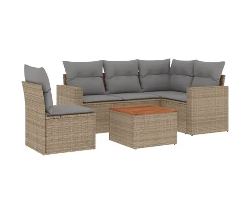 6-Daļīgs Dārza Dīvāna Komplekts, Matrači, Bēša Pe Rotangpalma Vidaxl