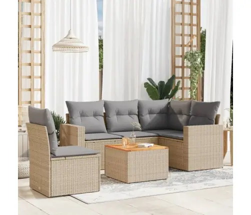 6-Daļīgs Dārza Dīvāna Komplekts, Matrači, Bēša Pe Rotangpalma Vidaxl