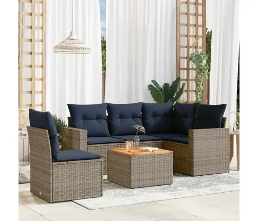 Sofos Komplektas Su Pagalvėlėmis, 6 Dalių, Pilkas, Poliratanas