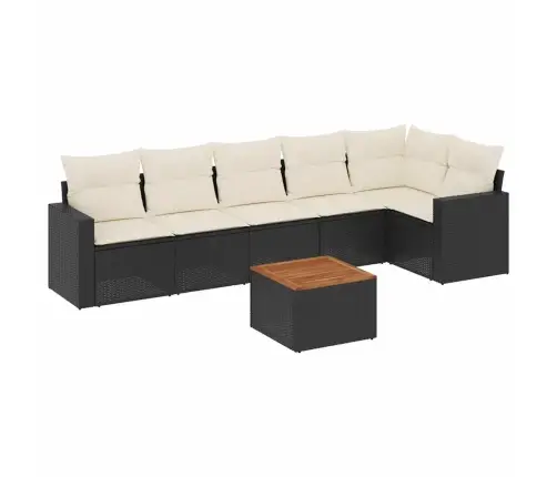 7-Daļīgs Dārza Dīvāna Komplekts Ar Matračiem, Melna Pe Vidaxl