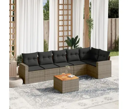 Sofos Komplektas Su Pagalvėlėmis, 7 Dalių, Pilkas, Poliratanas